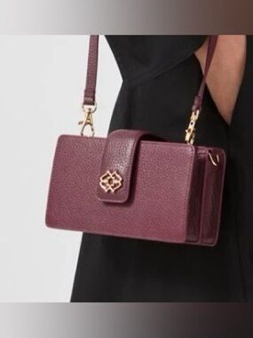 RADLEY LONDON West Mews Mini Burgundy Leather Crossbody with Gold Hardware